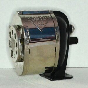 Boston KS Manual Hand Crank Pencil Sharpener Vintage 8 Position Dial Mount Plate
